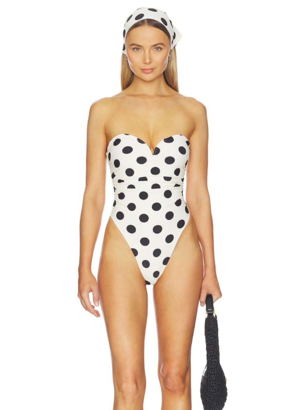 NEW LPA Twyla One Piece Swimsuit Swim Suit Black White Polka Dot Polkadot Large